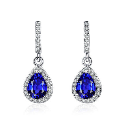 Drop Shape Micro Inlaid Zircon Ear Studs | Copper Multi-Colour