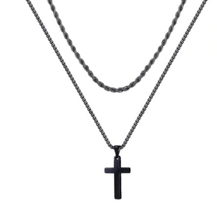 Cross Pendant Necklace in Titanium Steel
