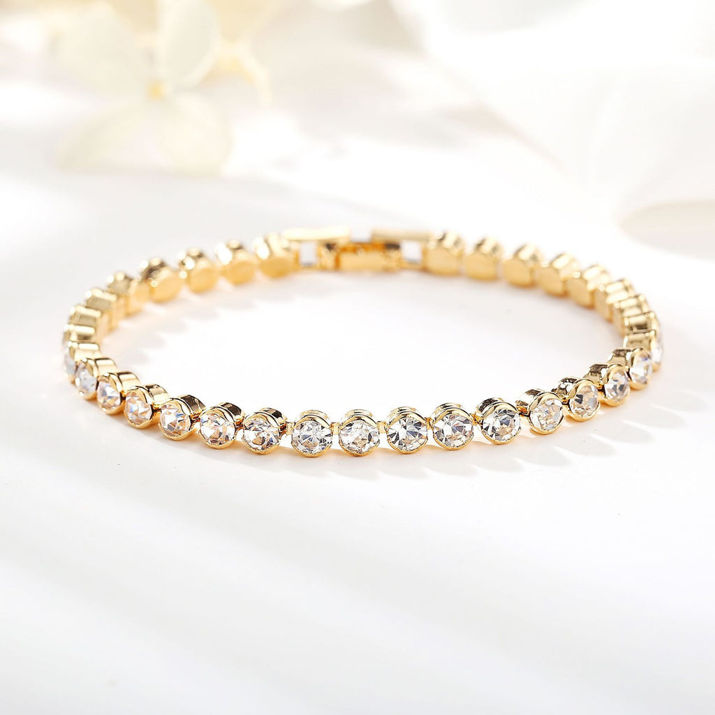 Crystal Diamond-Cut Silver Bracelet for Women