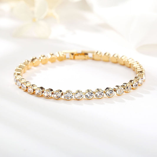 Crystal Diamond-Cut Silver Bracelet for Women