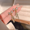 INS Butterfly Rhinestone Earrings | Alloy Gold Fashion Temperament
