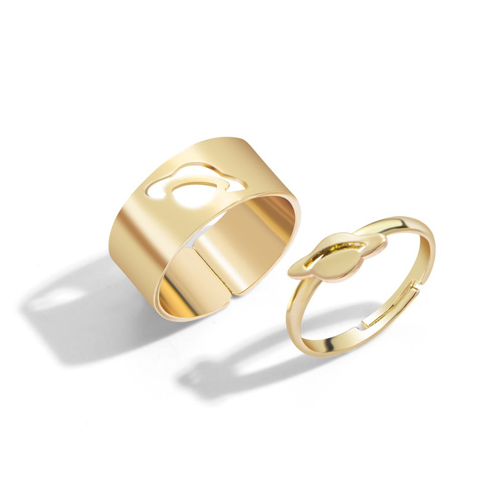 Butterfly 2-Piece Couple Ring Set | Punk INS Style Gold Silver