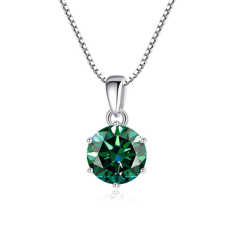 925 Silver Round Moissanite Pendant Necklace