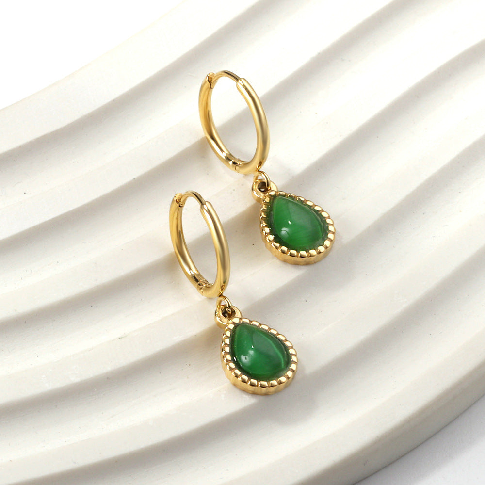 Simple Retro Drop Earrings | Stainless Steel Multi-Colour