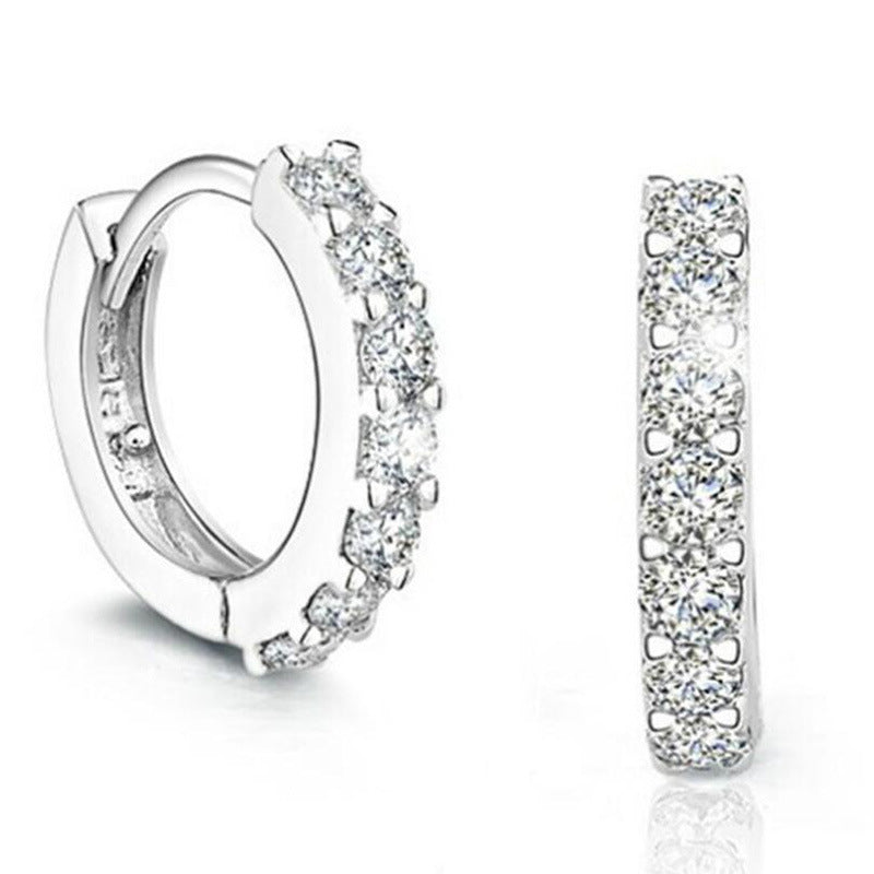Korean Diamond Embedded Earrings | Copper Gold Silver Versatile