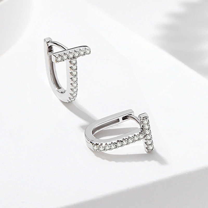 Korean Diamond Embedded Earrings | Copper Gold Silver Versatile