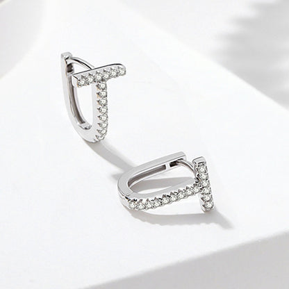 Korean Diamond Embedded Earrings | Copper Gold Silver Versatile