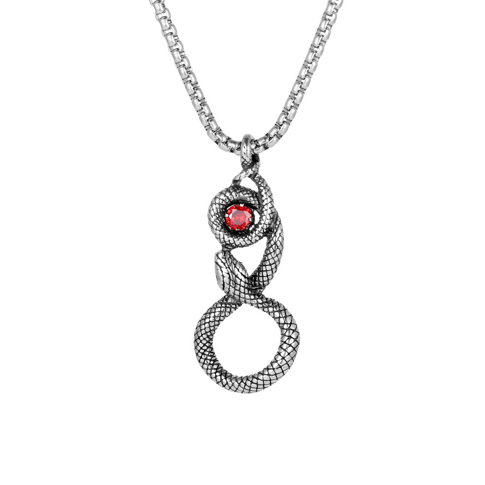 Vintage Eye Pendant Necklace in Titanium Steel