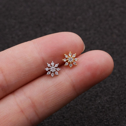 Zircon Flower Stud Earrings | Metal Gold Silver Rose Gold Fashion OL