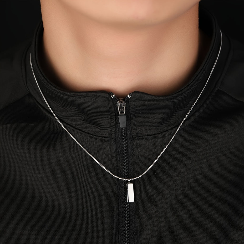 Small Square Tag Hip-Hop Pendant Necklace for Men