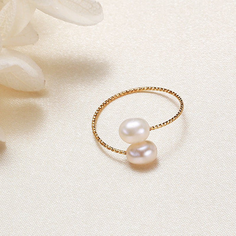 Freshwater Pearl Ring | Copper Alloy Women's Single and Double Circle