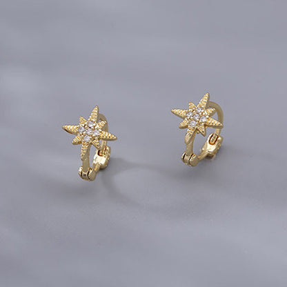 Korean Diamond Embedded Earrings | Copper Gold Silver Versatile