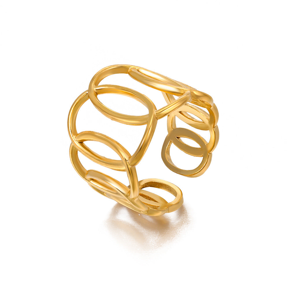 Ellipse Cross Open Ring for Women | Stainless Steel
