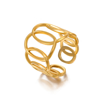 Ellipse Cross Open Ring for Women | Stainless Steel