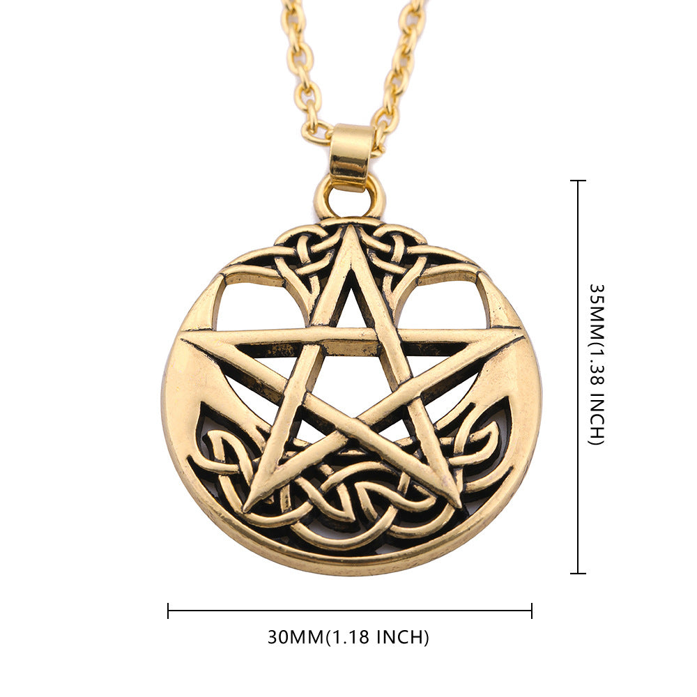 Lucky Round Pentagram Pendant Necklace