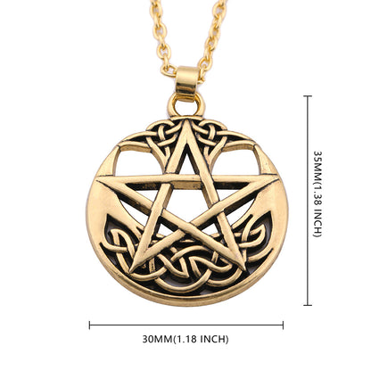 Lucky Round Pentagram Pendant Necklace