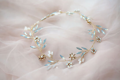 Pearl Copper Leaf Hairband | Alloy Manual Bridal Wedding Gift