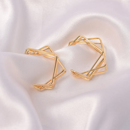 Geometric Irregular Gold Earrings | Alloy High Atmosphere 3.7cm