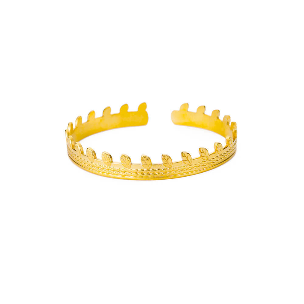 Pleated Pattern Open Bracelet for Women in Stainless Steel