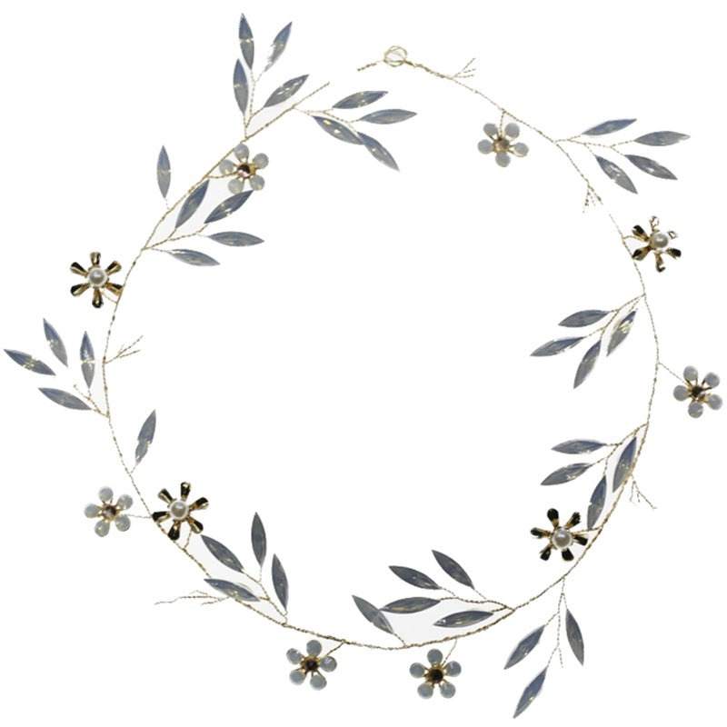 Pearl Copper Leaf Hairband | Alloy Manual Bridal Wedding Gift