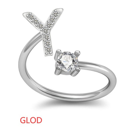 A-Z Initial Letter Ring for Women and Men | Adjustable Alloy