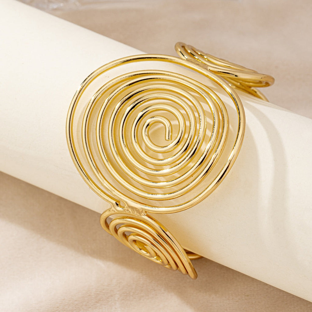 Multi-Layer Cross Open Bracelet in Gold Alloy