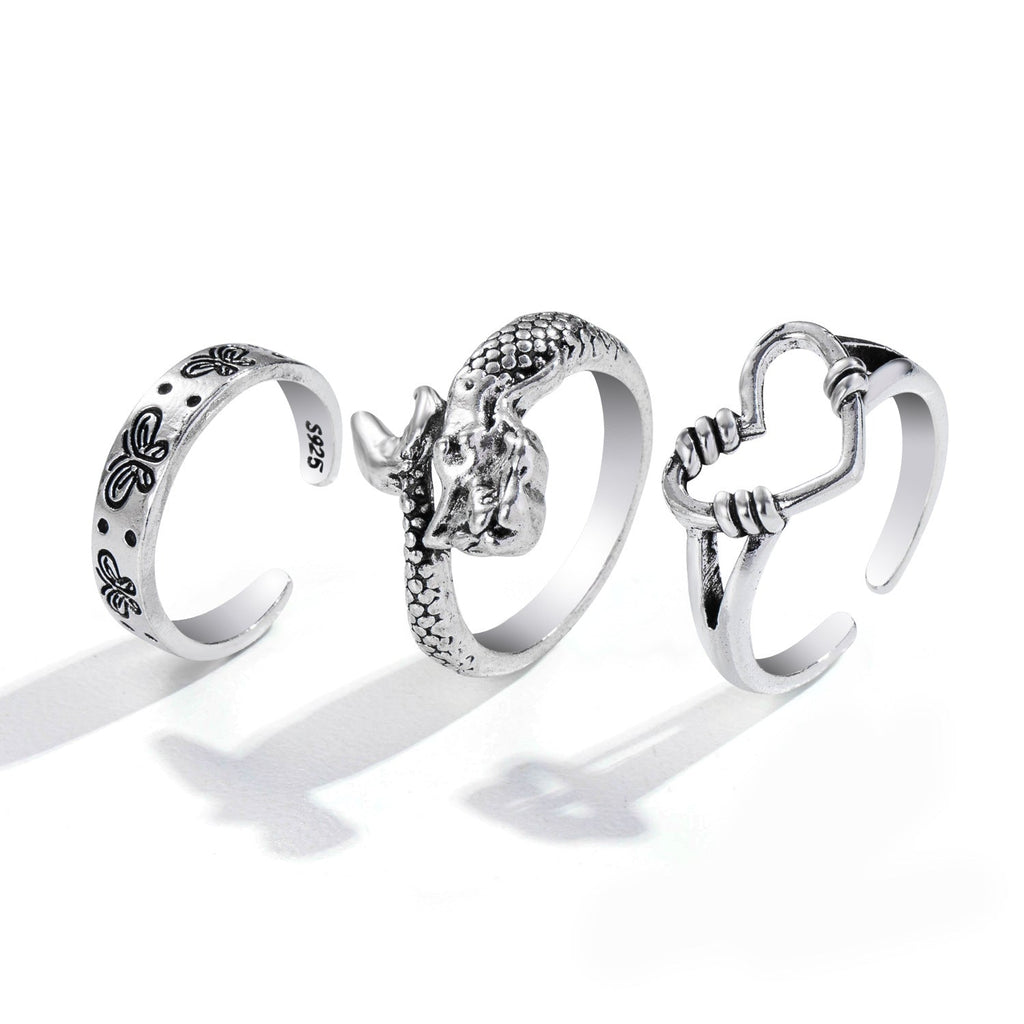 Butterfly 2-Piece Couple Ring Set | Punk INS Style Gold Silver