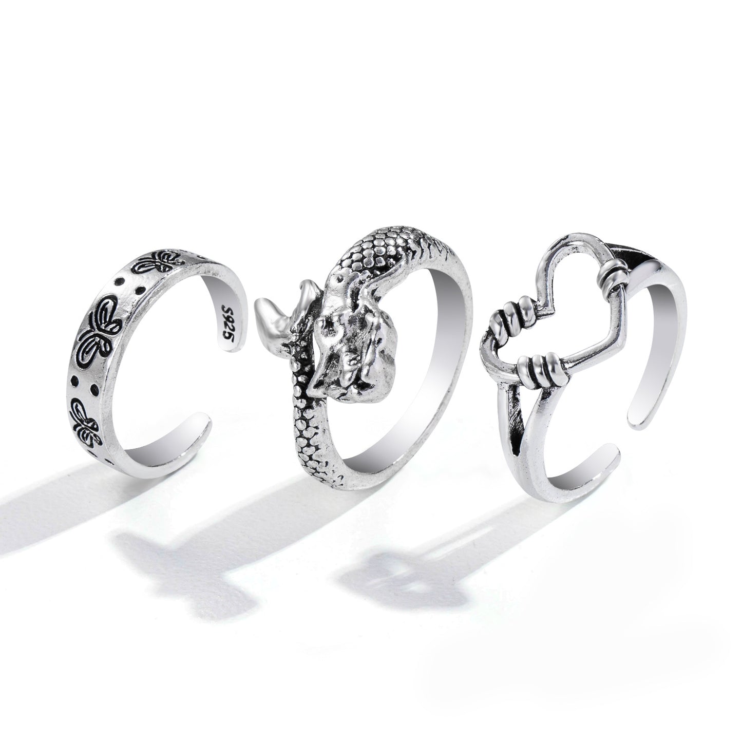 Butterfly 2-Piece Couple Ring Set | Punk INS Style Gold Silver