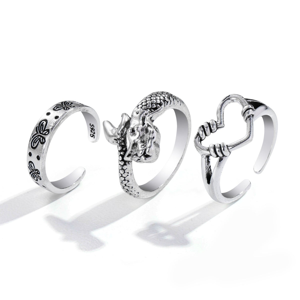 Butterfly 2-Piece Couple Ring Set | Punk INS Style Gold Silver