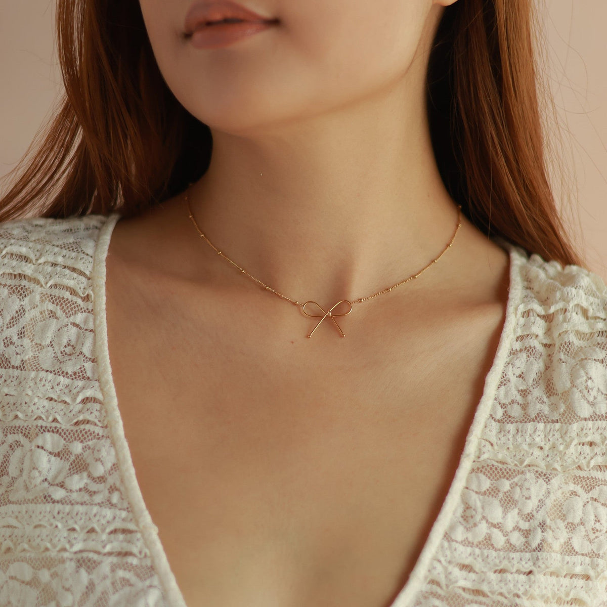 Bowknot Collarbone Necklace and Bracelet Set for Women