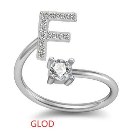 A-Z Initial Letter Ring for Women and Men | Adjustable Alloy