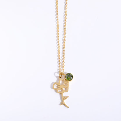 Zircon Birth Flower Pendant Bracelet | Vintage Style