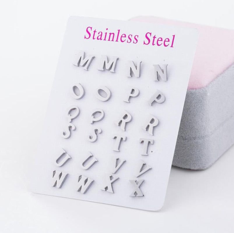 Stainless Steel Letter Stud Earrings | Electroplated Individually Packed