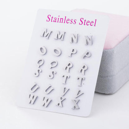Stainless Steel Letter Stud Earrings | Electroplated Individually Packed