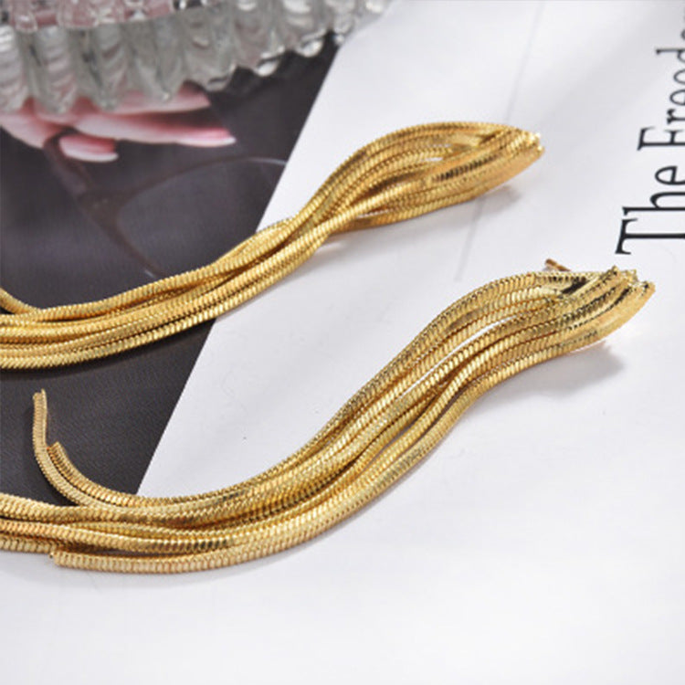 Long Fringe Tassel Earrings | Copper Gold Silver Gun Black
