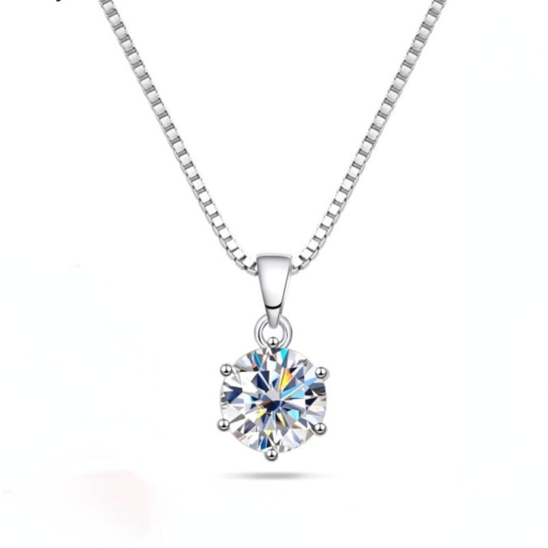 925 Silver Round Moissanite Pendant Necklace