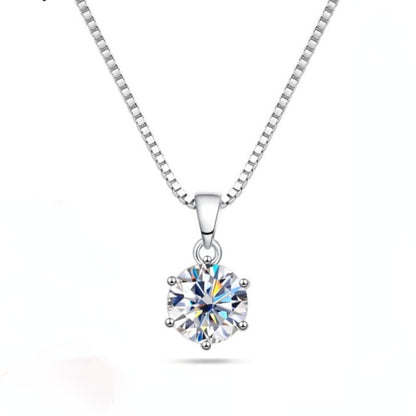 925 Silver Round Moissanite Pendant Necklace