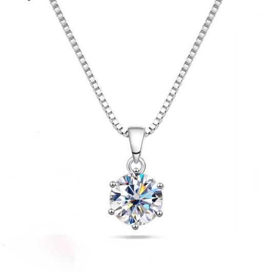 925 Silver Round Moissanite Pendant Necklace
