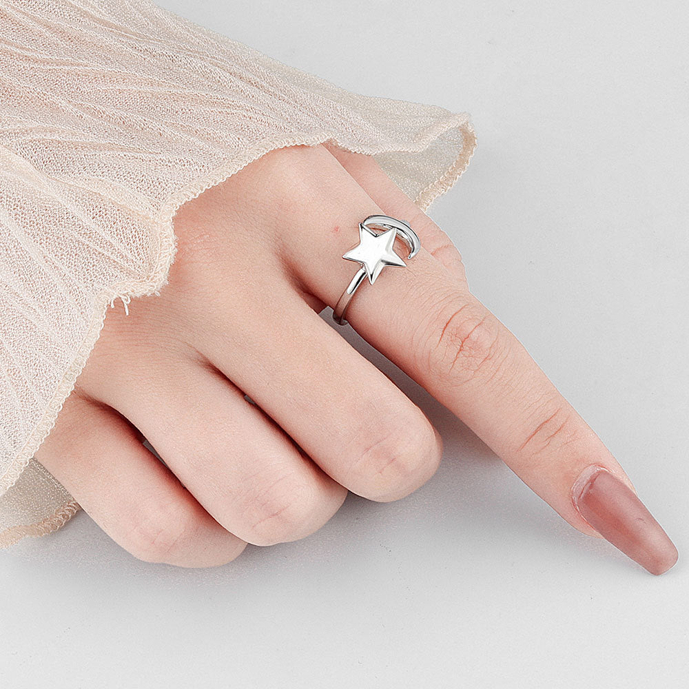 Star Moon Rotating Ring | Copper Adjustable Women's Gold Silver