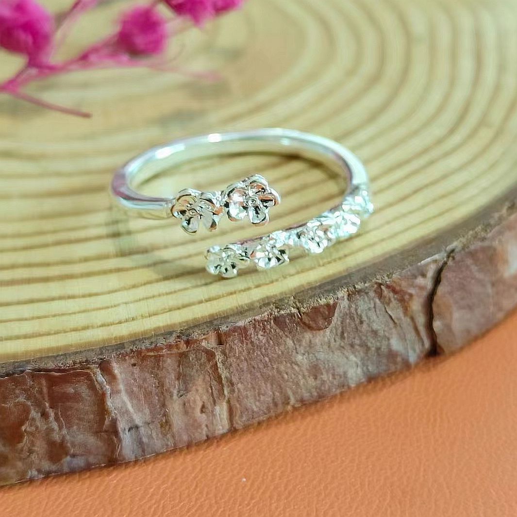 Camellia Open Ring for Women | Adjustable Zinc Alloy