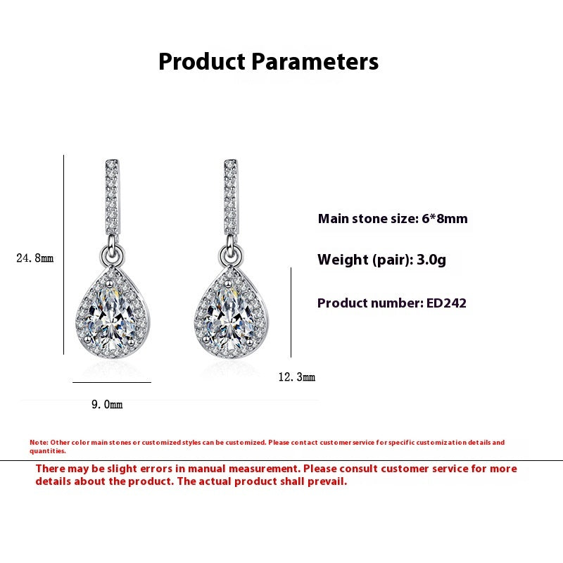 Drop Shape Micro Inlaid Zircon Ear Studs | Copper Multi-Colour
