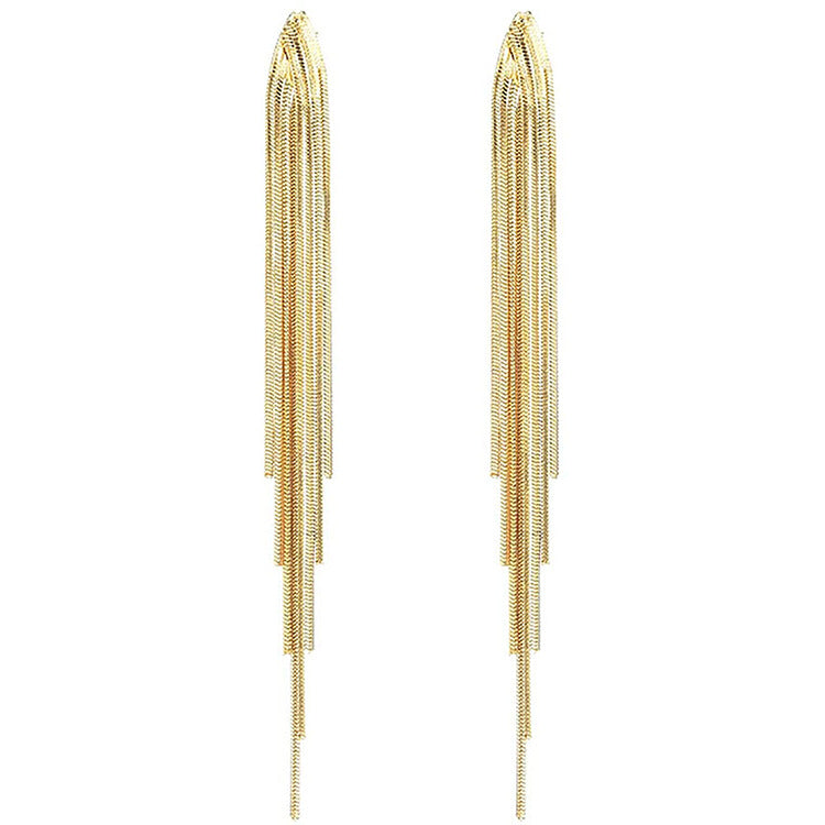 Long Fringe Tassel Earrings | Copper Gold Silver Gun Black