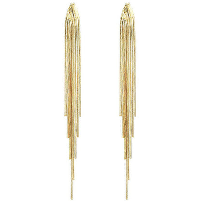 Long Fringe Tassel Earrings | Copper Gold Silver Gun Black