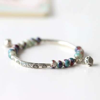 Handmade Ceramic Bead Bracelet for Women