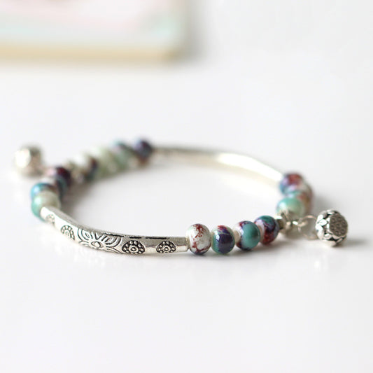 Handmade Ceramic Bead Bracelet for Women