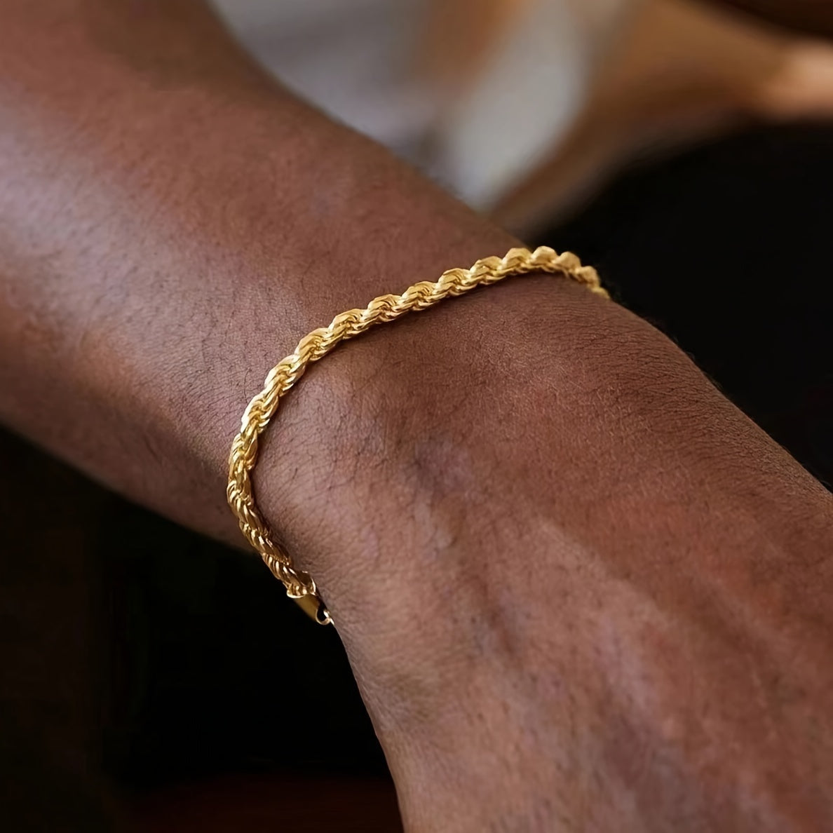 Men's 18K Gold Plated Twisted Rope Chain Bracelet | Daily, Party & Festival Wear