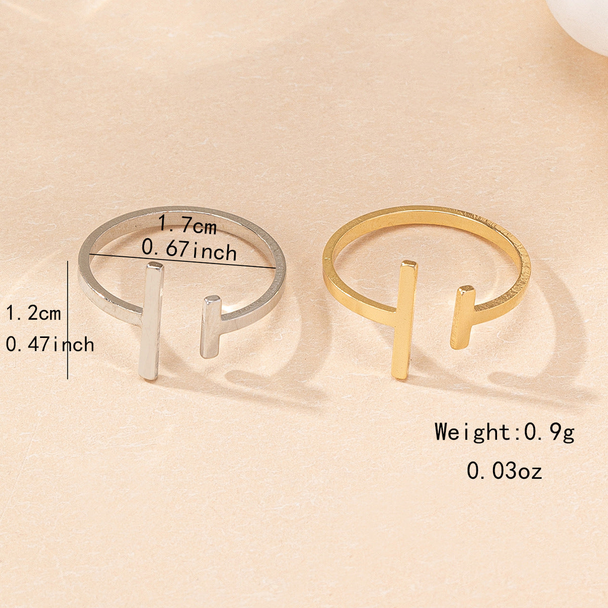 T-Shape Ring | Gold Silver Ferroalloy Elegant Band