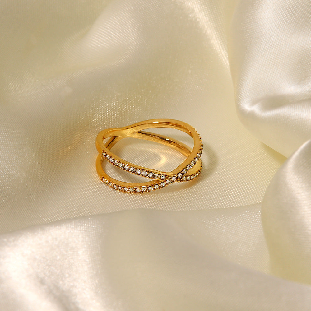 Nia Gold Cross Ring | Stainless Steel Women's INS Style