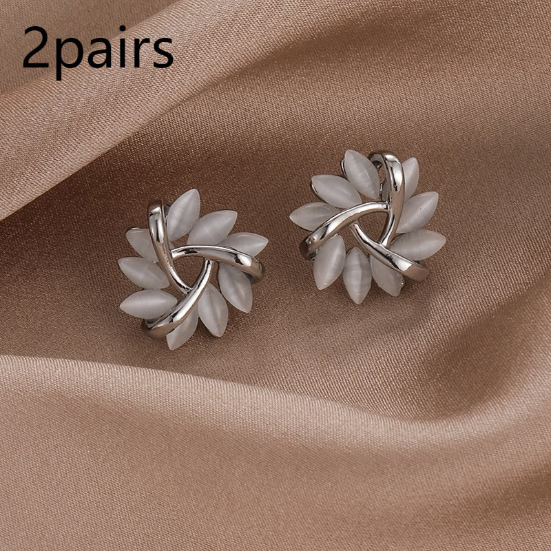 Triangle Opal Stud Earrings | Copper S925 Silver Needle Geometric