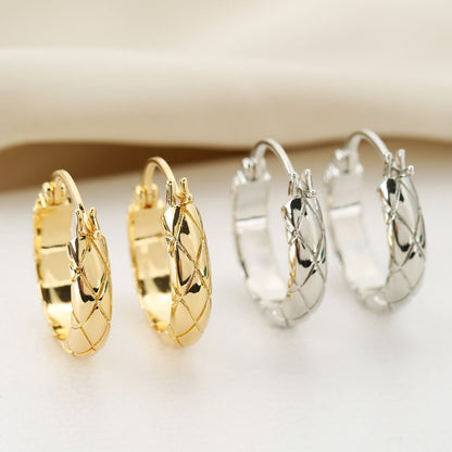 Glossy Diamond Plaid Earrings | Copper European Style Gold Silver
